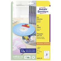 AVERY-ZWECKFORM Etikete za CD/DVD bijele