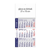 Kalendar zidni trodjelni mali