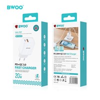 BWOO Kućni brzi QC USB-A i PD USB-C punjač 20W