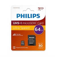 PHILIPS MicroSD 2-u-1 64 GB + SD adapter class 10, UHS-I, do 80 MB/s