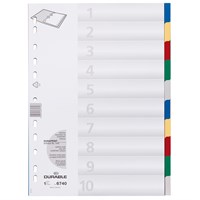 DURABLE Pregradni registri PP A4, 10 boja