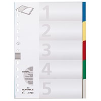 DURABLE Pregradni registri PP A4, 5 boja