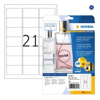 HERMA Prozirne vodootporne etikete za laserske pisače 8017: 63,5x38,1 mm; 25x21 etiketa